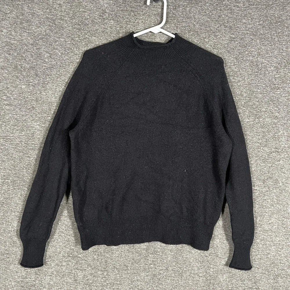 J Crew Sweater Womens Small Black Merino Wool Alpaca‎ Blend Mock Neck Pullover